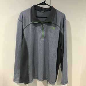 The North Face Mens Sweater Pullover 1/4 Zip - XXL - Heather Gray Green